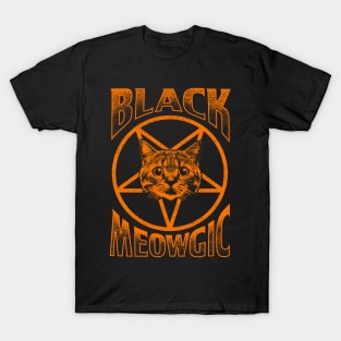 Black Meowgic (orange) T-Shirt